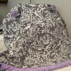 Infant Baby Car seat Canopy Paisley Floral Grey And Purple
